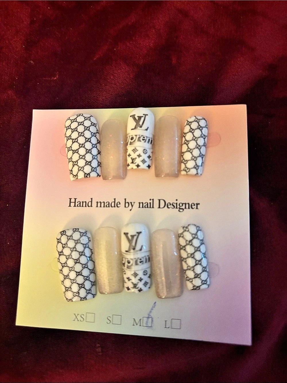 Hand-Painted Geometric Press-On Nails Medium